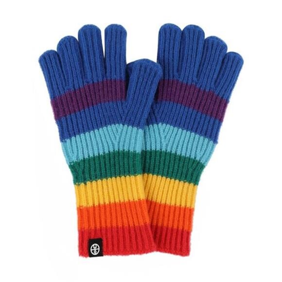 Rainbow Striped Knitted Gloves - Picture 3 of 4